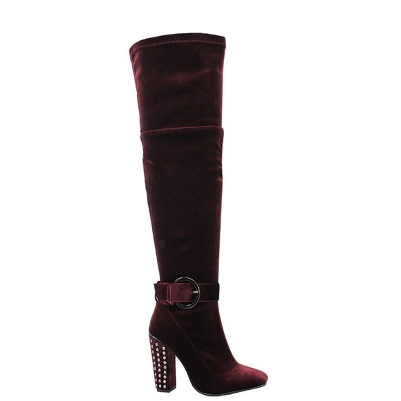 Shoes - Velvet above the knee boot